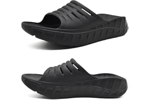 KuaiLu Mens Recovery Sandals Orthotic Thick Cushion Open Toe Sport Slides With Comfortable Plantar Fasciitis Arch Support, Reduces Stress on Feet, Joints & Back Post-Exercise