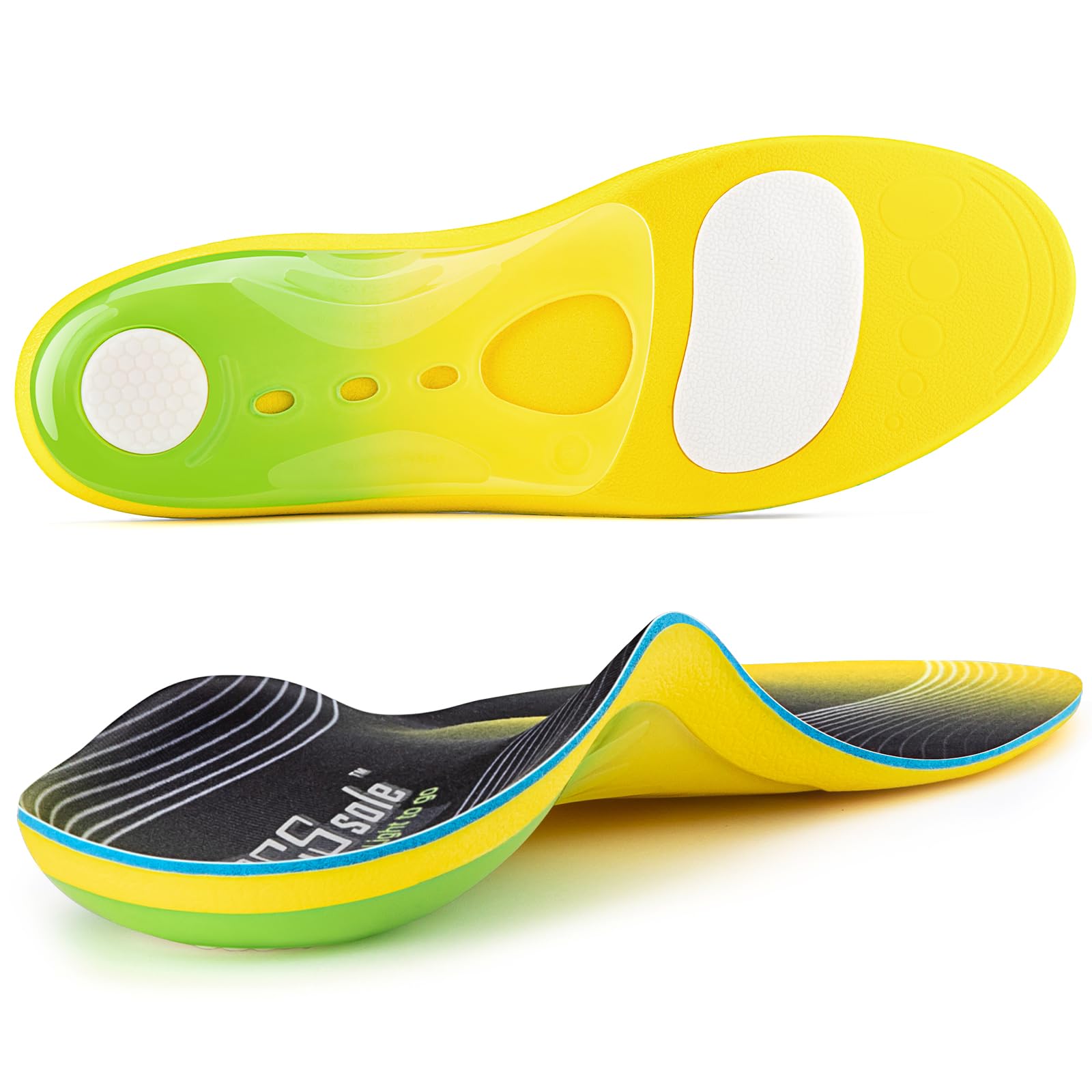 Photo 1 of PCSsole Plantar Fasciitis Insoles - 220+lbs Heavy Duty High Arch Support Inserts Comfort Arch Support Insoles with Shock Absorbing Gel - Flat Feet - Orthotic Foot Pain Relief Insoles for Men Women