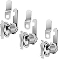 Sissinda Thumb Operated Offset Cam Lock, 5/8" Cylinder Fits on 3/8" Max Door Thickness, Non-Locking Cam Lock for RV Compartment Storage Door, Cabinets, Drawers (5/8 Inch 3Pack)