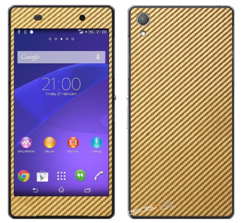 Decalrus - Sony Xperia Z2 GOLD Texture Carbon Fiber skin skins decal for case cover wrap CFxperiaZ2Gold