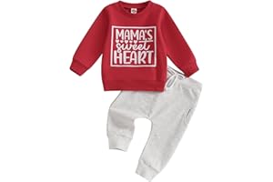 BAGILAANOE Infant Boy Valentine’s Day Outfit Toddler Baby Boy Long Sleeve Sweatshirt and Pants Set