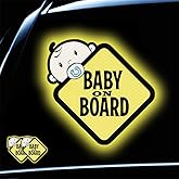 Baby On Board Sticker for Cars- 2Pack Baby in Car High Intensity Reflective Waterproof Vinyl Safety Car Signs for Rear, Side Windows, Bumpers