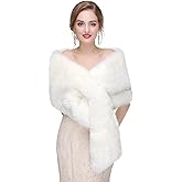 GANDBCOSECE Women's Faux Fur Shawl Wraps for Wedding/Bridal/Evening Party