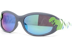 SA106 Boys Color Mirror T-Rex Dinosaur Print Arm Oval Sport Sunglasses