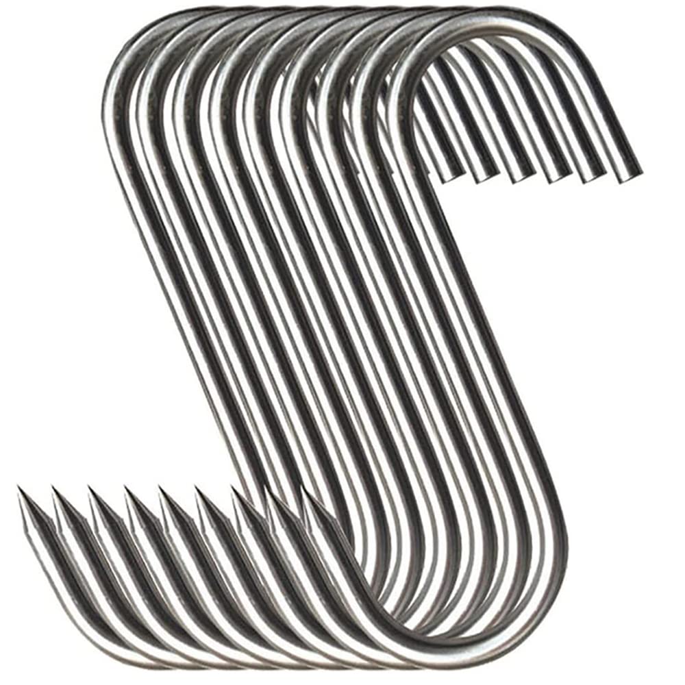 Meat Hooks,Premium Stainless Steel Butcher Hook Smoking Hooks, Meat Processing for Hanging, Butchering, Smoking, BBQ, Grilling, and Hanging Drying Tool (5.12IN 20PCS)