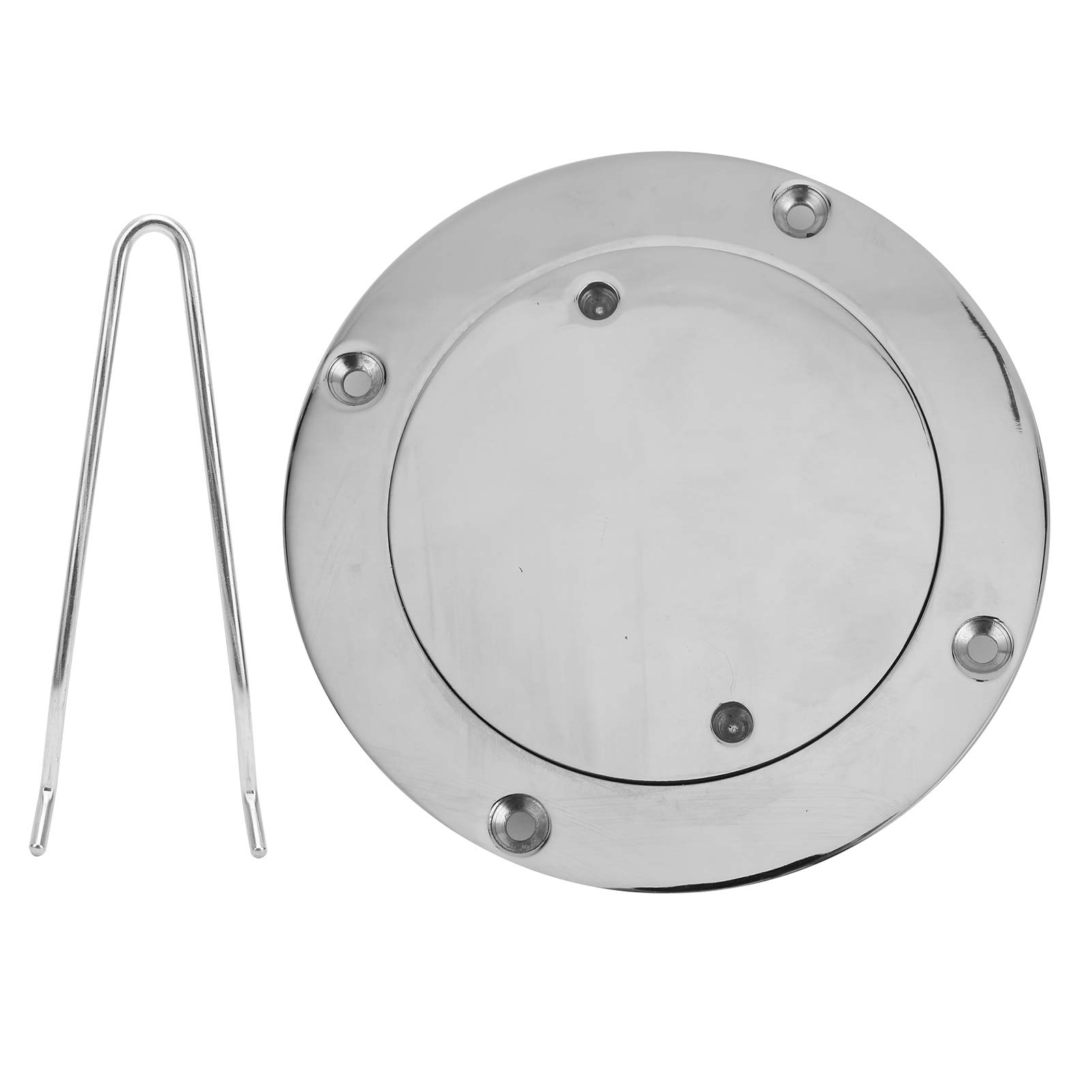 KIMISS Deck Plate, 4in Stainless Steel Deck Hatch Cover Stainless Steel Inspection Hatch With Key For Yacht Marine Hardware Accessory