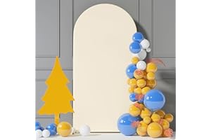 GAMPLAE Wedding Arch Cover 2-Sided Round Top Spandex Arch Backdrop Cover (Beige, 6.6FT)