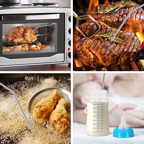 Sunavo Wireless Remote Cooking Meat Thermometer Digital with Large LCD and Timer Alarm for Grilling Oven Kitchen Smoker BBQ Grill with Dual Stainless Steel Temperature Probe