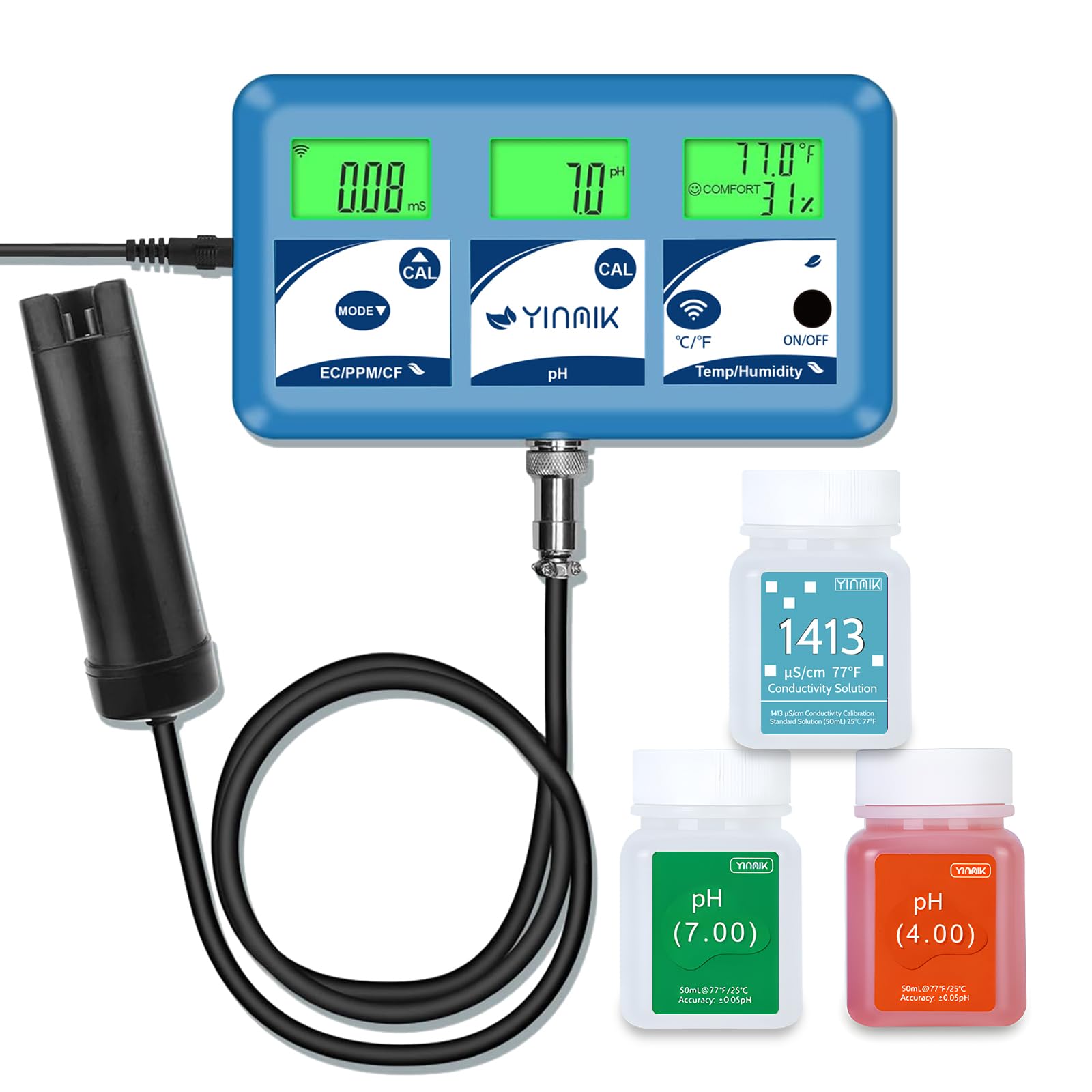 Photo 1 of EC pH Monitor for Hydroponics, 6 in 1 WiFi pH ppm Tester for hydroponics System Water,Continuous Monitor of pH PPM EC CF Humidity Temp of Indoor DWC Grow System,Hydro Reservoir Tank, Aeroponic Garden