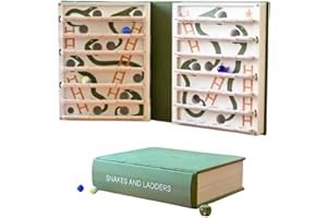 Snakes and Ladders, Foldable Snakes and Ladders Game in Book Design, Easy Storage Portable Board Games, Fun Family Indoor Gam