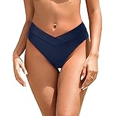 Zmart Women V Cut Cheeky Bikini Bottom - High Cut Bathing Suit Bottom Mid Rise Swim Bottoms Swimsuit