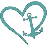 WickedGoodz Die Cut Heart Anchor Decal - Nautical Bumper Sticker - Boating Sailing Decal (Mint)