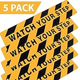 Mobling Watch Your Step Anti Slip/Skid Abrasive Sticker [5 Pack] - Safety for OSHA/Winter Ice & Slippery Steps