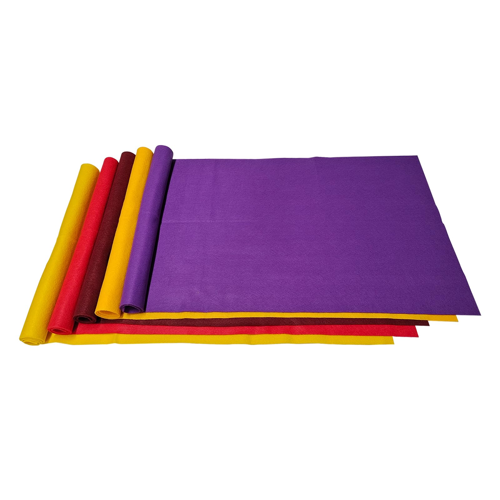 Jtnohx Soft Craft Felt Fabric, 40x100cm Colour Felt Sheets for Crafts, Fabric Runner for Party Festival Decorations (Orange-Yellow/Burgundy/red/Dark Purple/Yellow)