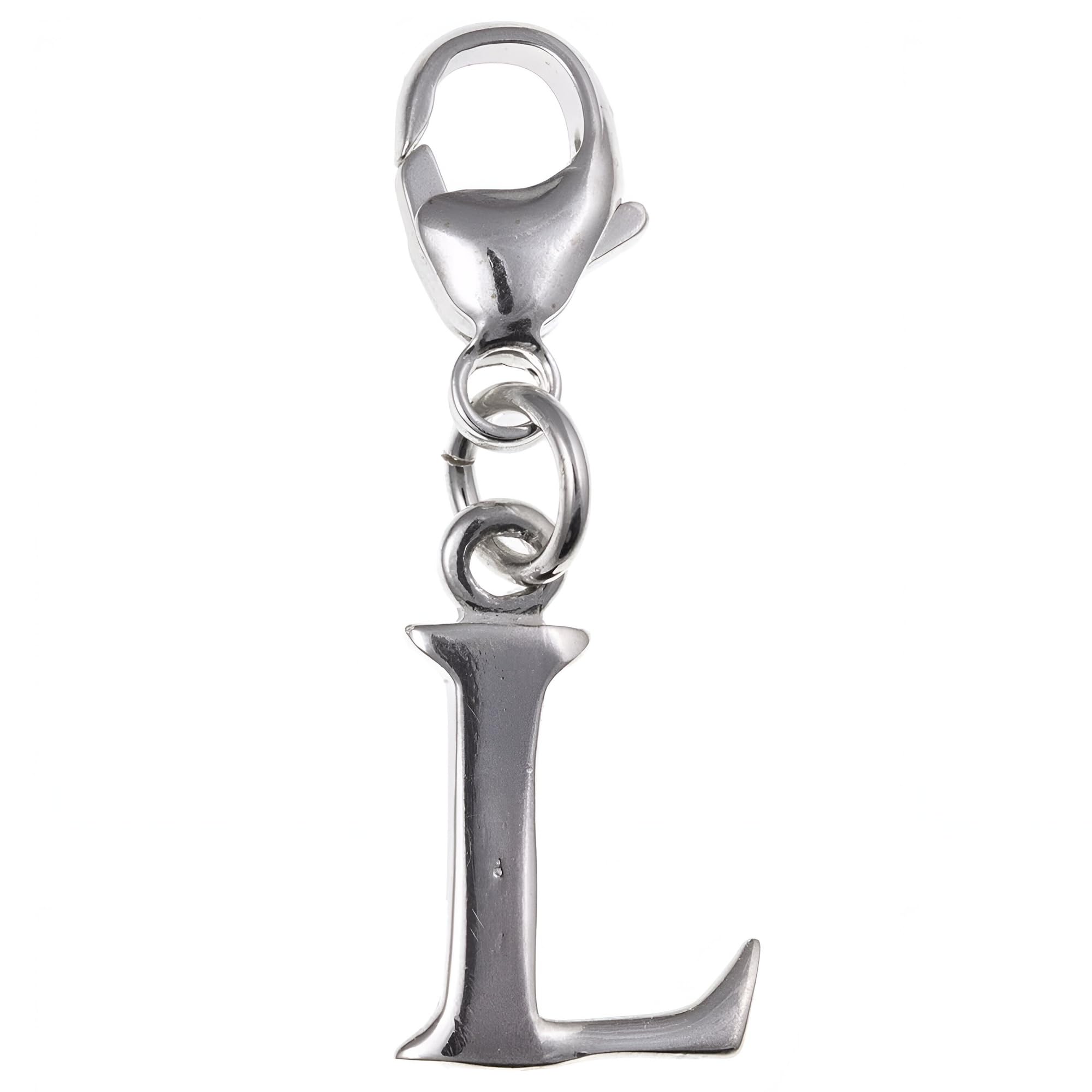 Capital Letter L Alphabet Initial 925 Sterling Silver Clip On Charm Pendant with Lobster Clasp for Women - Plain Polished Letter Charms Compatible with Thomas Sabo Charms Bracelet Necklace — image 1