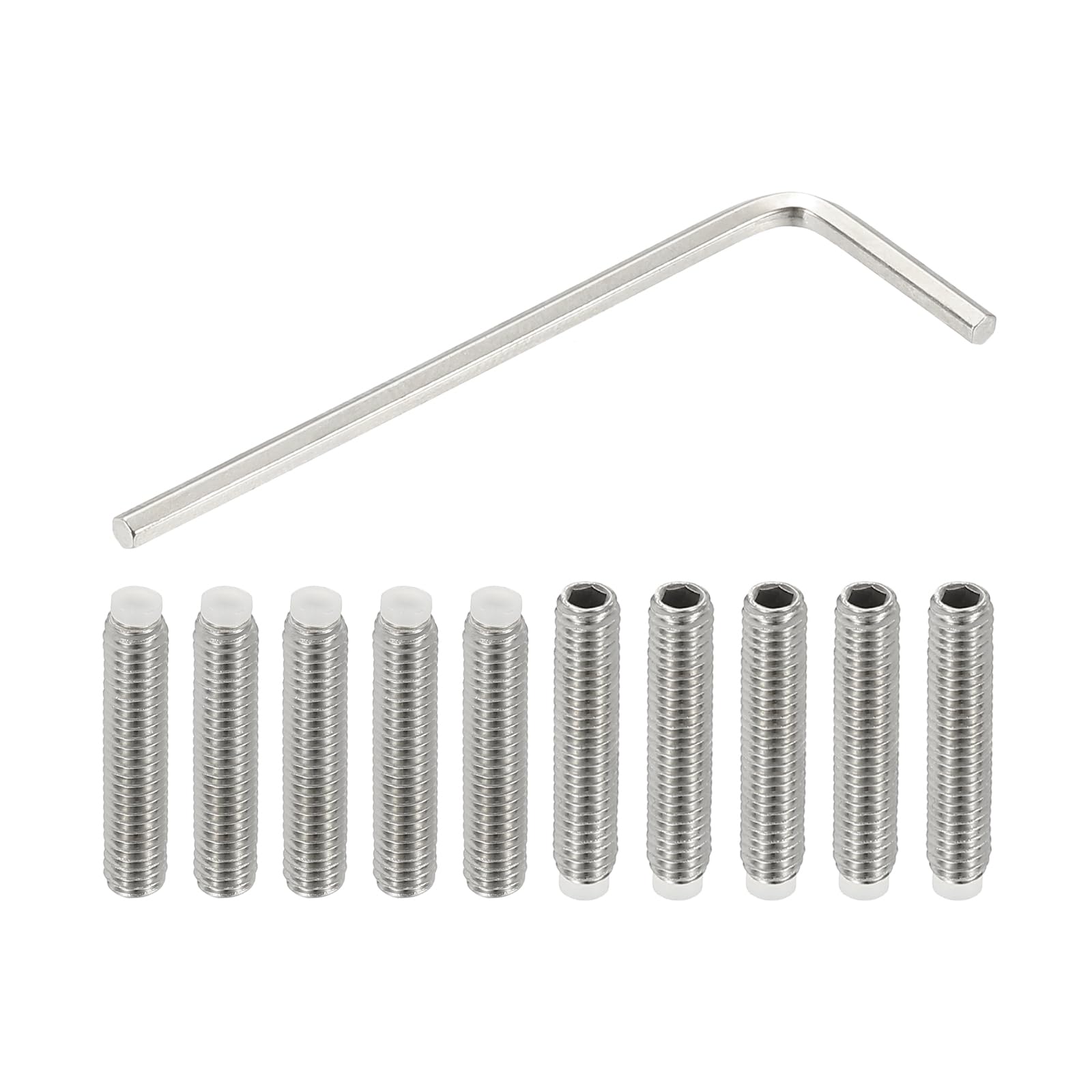 PATIKIL M4x20mm NyLon Tip Grub Screw, 10pcs 304 StainLess SteeL Metric Hex Socket Head Cup Point BoLt Anti SLip InternaL Hex Drive Hardware with l Key Wrench — image 1