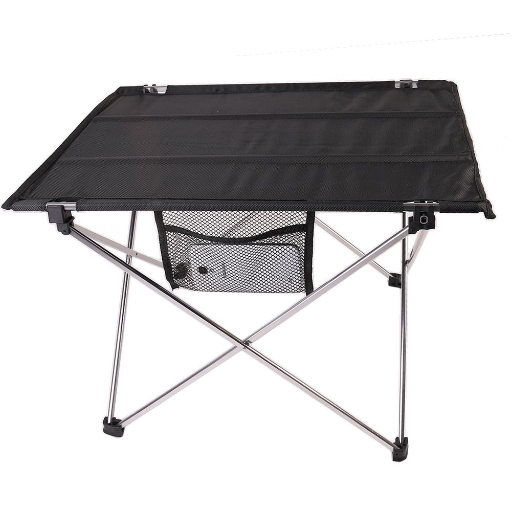 ONEGOL Portable Folding Picnic Table,LUOLAX Lightweight Aluminium Outdoor Desk for Travel, Fishing, BBQ, Beach Party with Mesh Pockets and Carry Bag (Sliver)