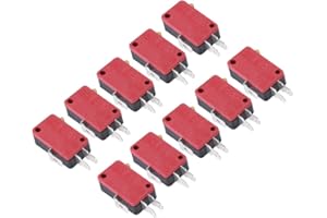 Hilitand 10Pcs Red 3Pins Start Push Button Micro Switch Replacement for Gaming Player
