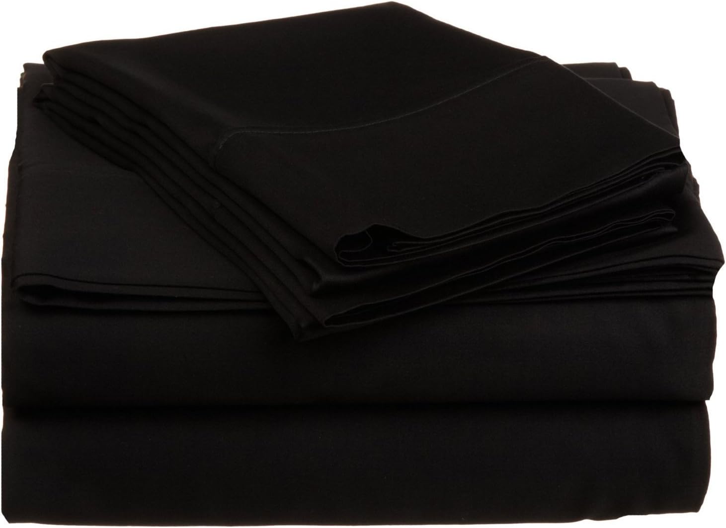 Egyptian Cotton Certified Heavyweight Premium Quality bed Sheets Set 4-PCs 21" Inches Deep Pocket Black Solid Color Twin Size.