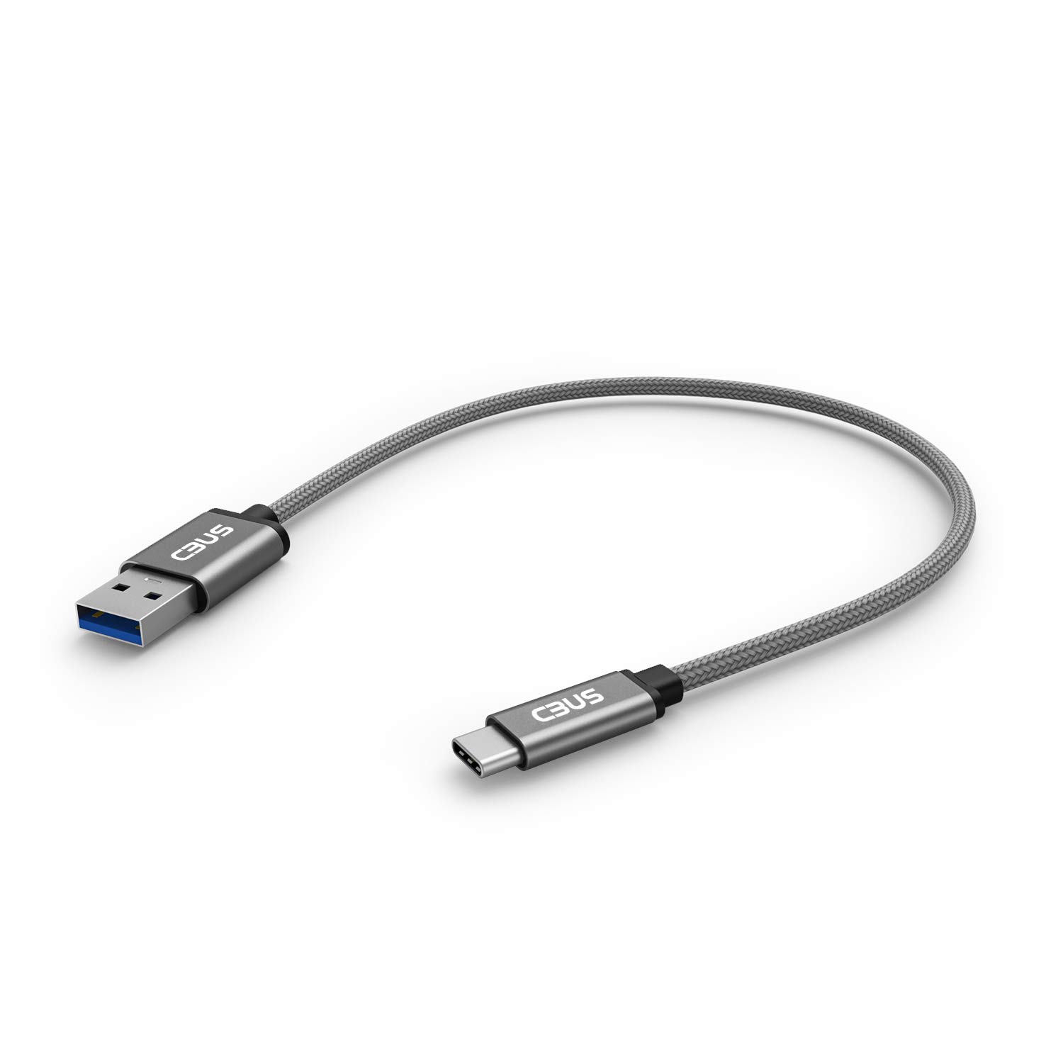 CBUS 25cm Heavy-Duty Braided USB C Charger Cable Compatible with iPhone 15/Pro/Max/Plus, iPad Pro, iPad Air (2022/2021/2020), Samsung Galaxy Tab S8/S8+/S7 FE/S7/S7+/S6 Lite, Steam Deck (Space Grey)