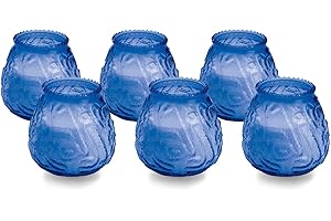 Sterno Euro-Venetian Wax Candle Pack - Decorative Candles for Centerpieces, Candle Set with Colorful Glass Candle Holder - Lo