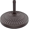 wikiwiki 80 Lbs Round Weighted Patio Umbrella Base, Standalone Heavy Duty Base Water & Sand Filled Plastic Round Umbrella Base (Dark Brown)