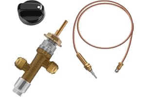 WADEO Low Pressure LPG Propane Gas Fireplace Fire Pit Flame Failure Safety Control Valve Kit, Low Pressure Propane Fire Pit Replacement Part with 3/8" Flare Inlet & Outlet