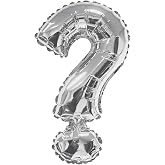 Artisan Owl Silver Foil Punctuation Balloon Question Mark 34" Party Decoration for Trivia Nights, Mystery Parties, Gender Reveal Celebrations