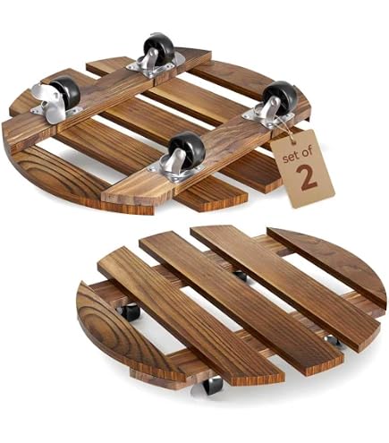 Amazon.com: ZXZYHFTY Round Original Wooden Plant Stand with Wheels