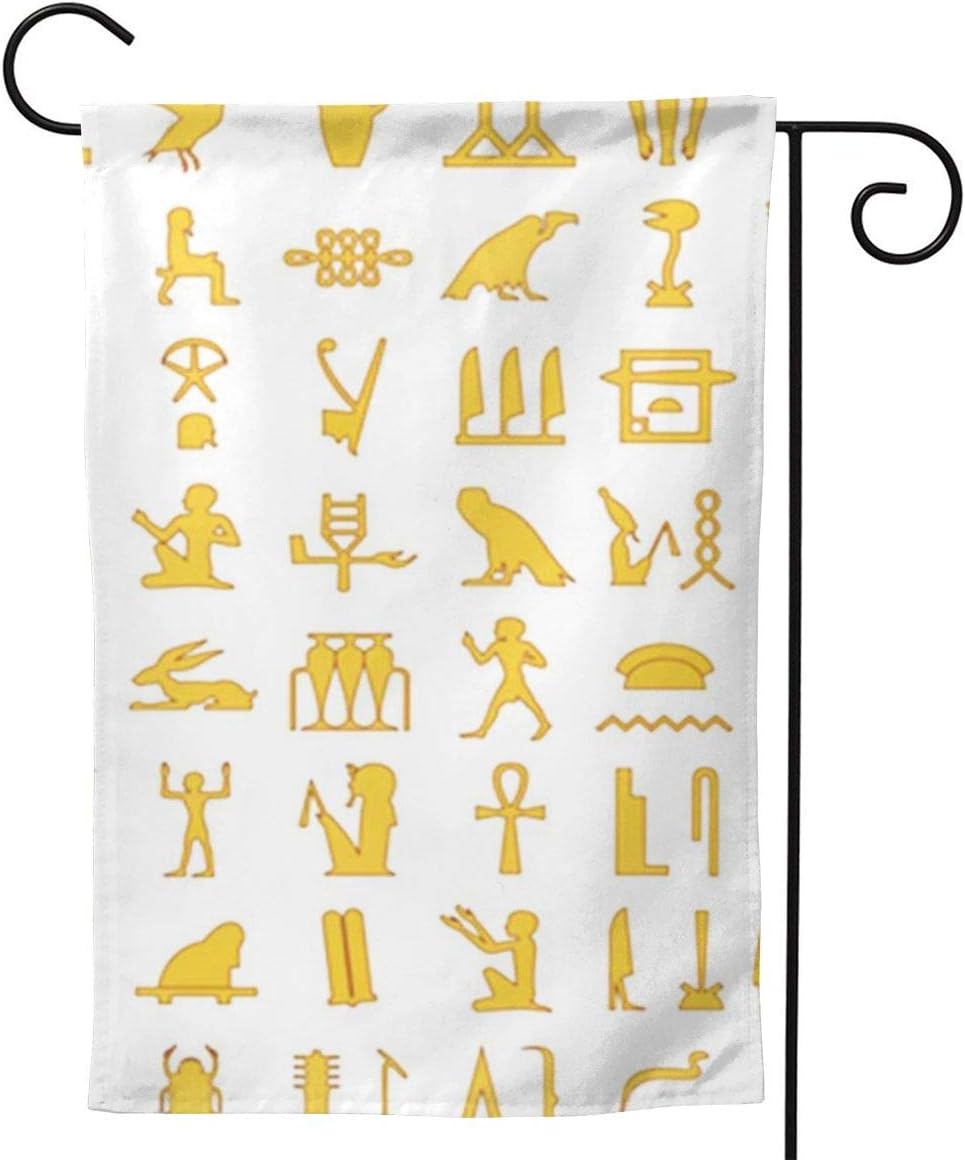 OMNVEQ Garden Flag Egypt Egyptian Hieroglyphs Premium Double Sided Garden Yard Outdoor Decor Lawn Decorative Flags 18 X 12.5 Inch