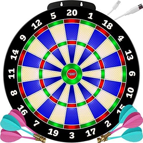 LIGHTUP Dart Board Game Innovative Illuminated Kids Safe Dartboard Set with Glowin