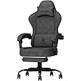 PZDO Gaming Chair, Gaming Chairs for Adults with Footrest, Lumbar Support, Fabric Computer Office Chair, High Back PC Chair Ergonomic Gamer Chair with Wide Cushion, Recliner, 300LBS, Teens, Black