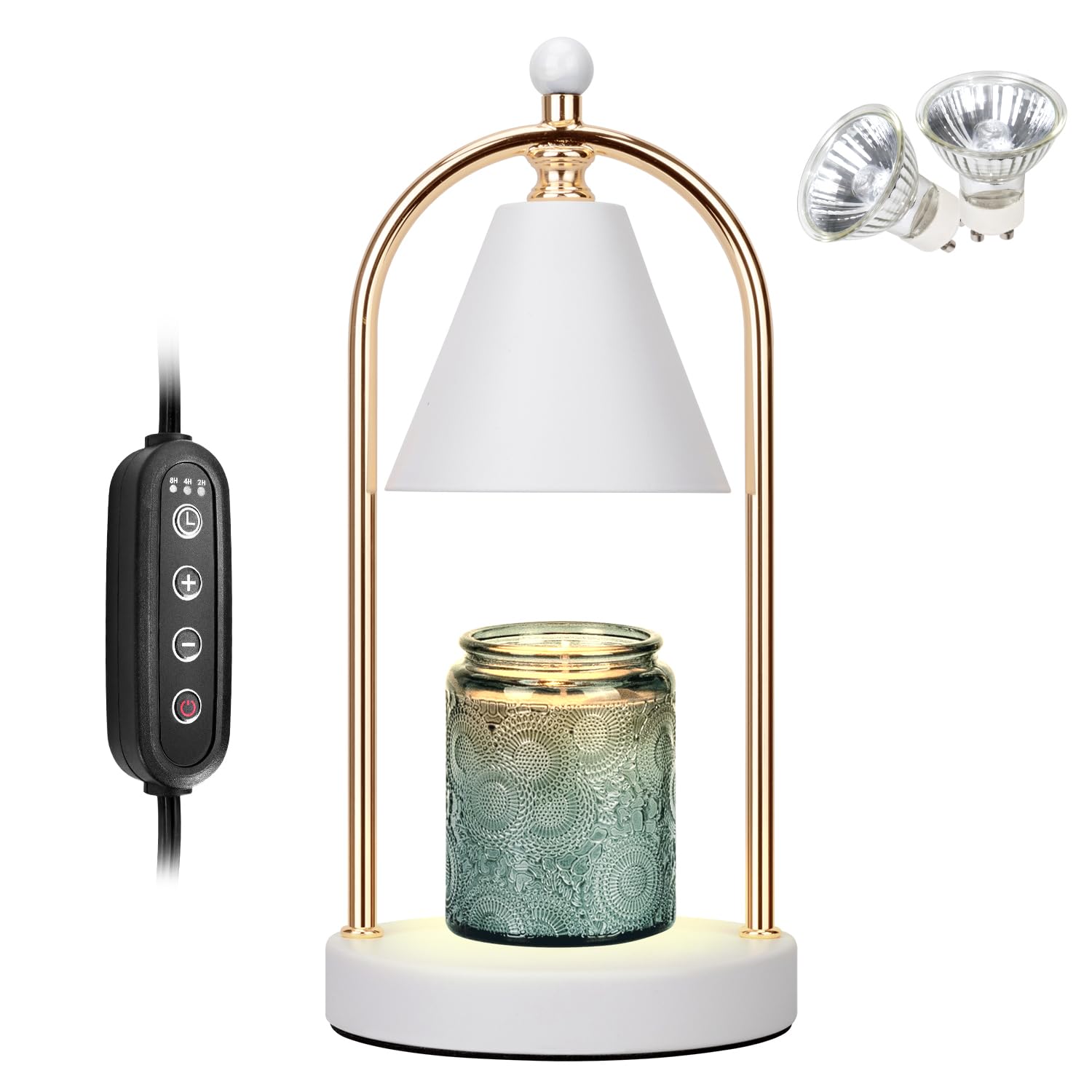 Soilsiu Candle Warmer Lamp With Timer, Electric White Light for Bedroom, Dimmable Wax Melts Warmer for Jars, Beside Lamp Gifts for Women Home Decor (2 Bulbs Included)