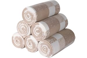 CAI TENG Fleece Throw Blankets Lightweight Warm Soft Cozy Kids Blanket Pet-Friendly Bulk Fleece Blanket Solid for Home, Bed, Sofa, Dorm, Office, Gifts, Outdoor Plaid Beige 6 Pack 50 x 60 inch