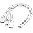 EZDIY-FAB GPU Power Sleeved Cable Extension, 16pin(12+4) 12VHPWR PCIe 5.0 Connector Male to 3X PCIE 8 PIN for RTX4070ti/ 4080/ 3090Ti, with Pre-installed Cable Combs-16AWG/Pure White
