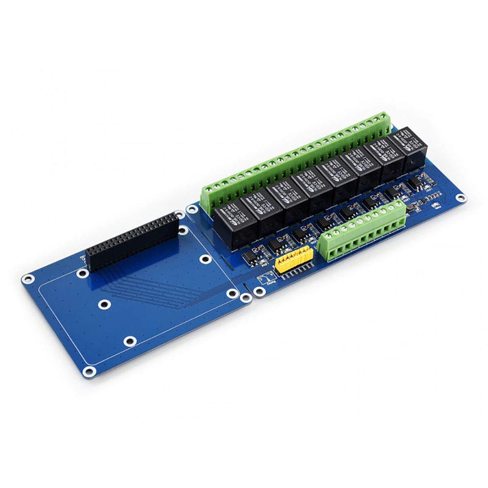 Raspberry Pi Expansion Board 8-channel Relays Loads up to 5A 250V AC or 5A 30V DC for Pi A+/B+/2B/3B/3B+/4B SPDT-NO,NC Contact Form 6mA per channel Supports Jetson Nano