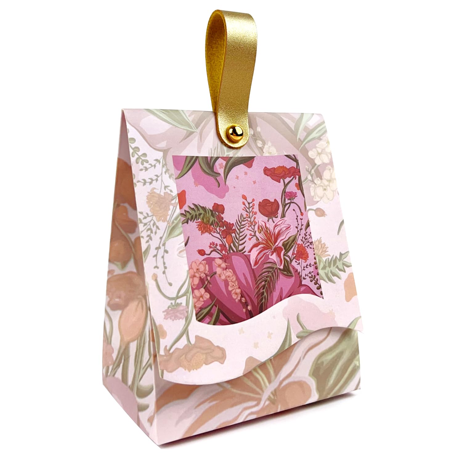 Photo 1 of 20PCS Rose Goodie Bags, Mini Gift Bags with PU Handle for Party Favors Treat Boxes Wedding Bridal Baby Shower Birthday Party Presents 3.9"x2.6"x1.4"(Sakura Pink)