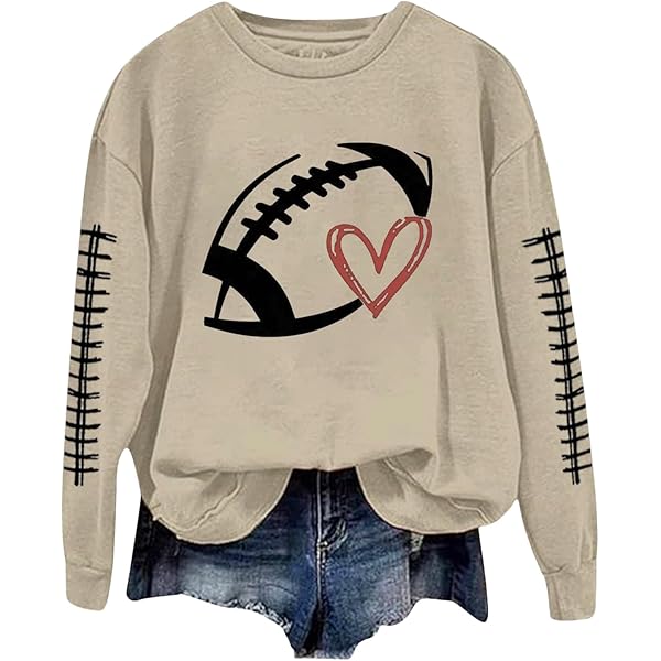 ZWRXW Women's Football Game Day Sweatshirts Crewneck Long