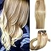 15inch Clip in Natural Hair Extensions Strawberry Blonde with Highlights Remy 100% Real Hair Extensions Clip in Blayage Silky Straight Shedding Free 70g 7Pcs(#27-613)