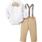 PURSKYY Baby Boy Dress Clothes, Toddler Gentleman Outift for Boy, Winter Infant Wedding Suit, Fall Christening Clothing Set