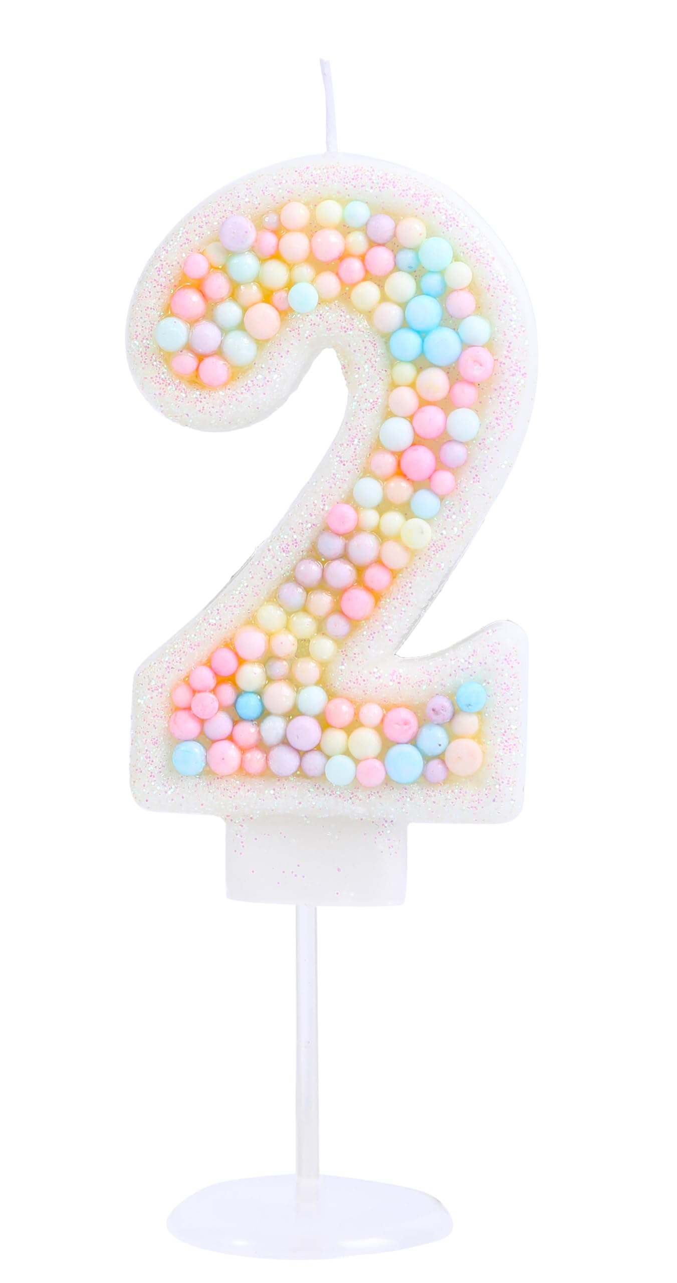 Photo 1 of EAKE Number 2 Birthday Candle 3D Macaron Glitter Pastel 2 Candle Birthday Girl Women Sweet Theme 2nd Birthday Wedding Anniversary Party Cake Decoration