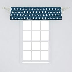 Ambesonne Anchor Window Valance, Nautical Pattern