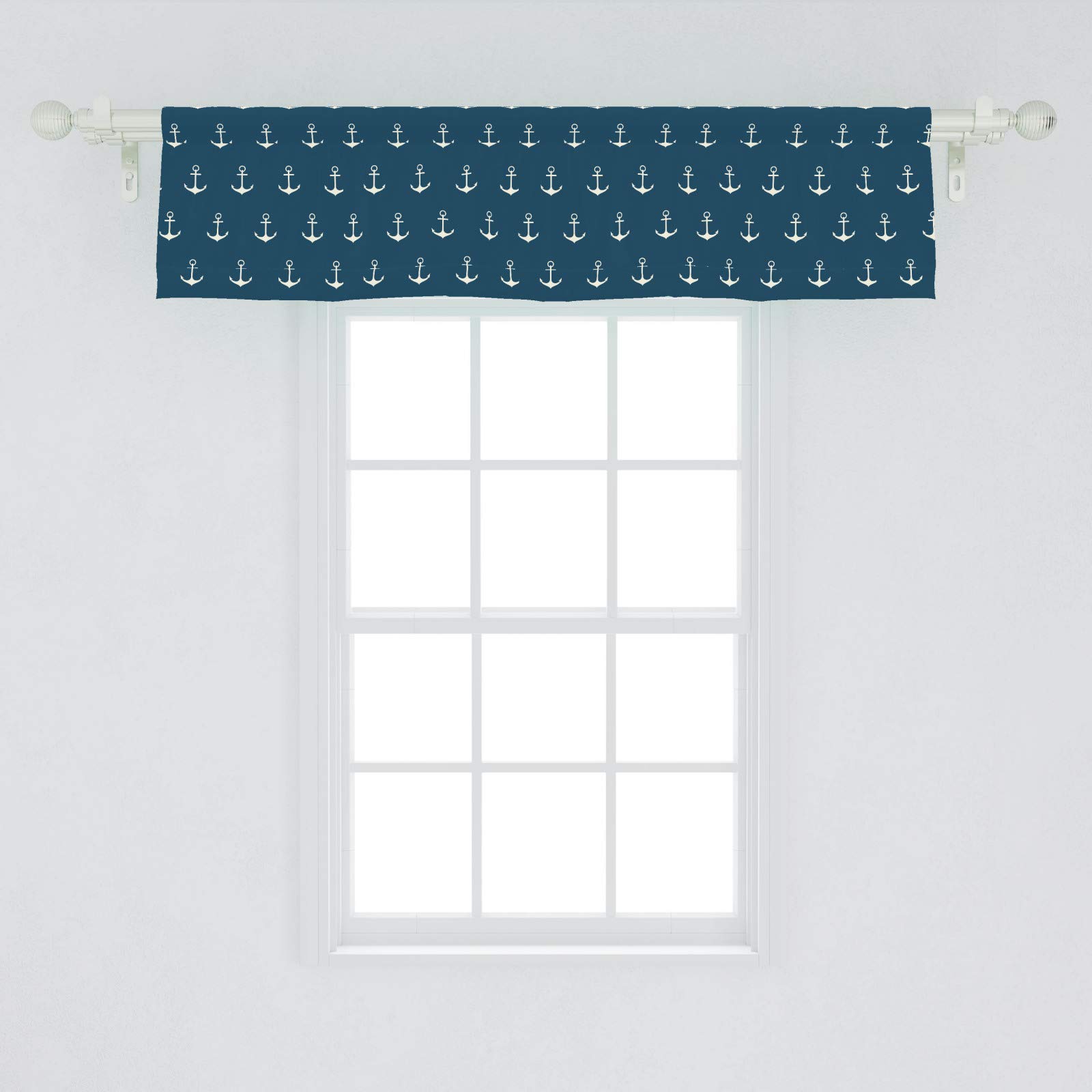 Ambesonne Anchor Window Valance, Nautical Pattern