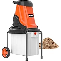 MAXLANDER 15-Amp Electric Wood Chipper, Shredder Mulcher with 50L Collecting Bin, 1.8-Inch Cutting Diameter for Mulching, Com