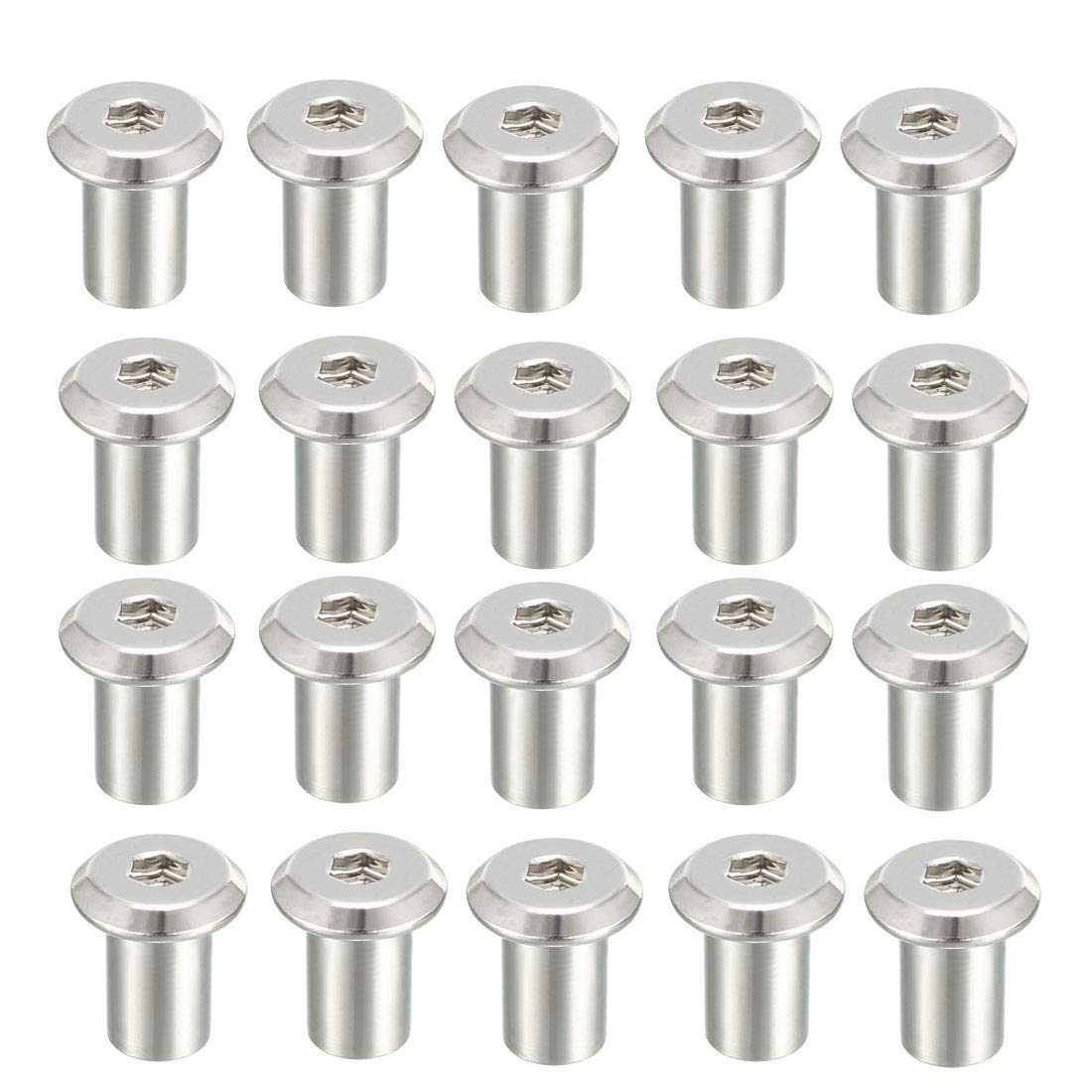 sourcing map M6x12mm Hex Socket Head Insert Nut Screw Post Sleeve Nut for Furniture 20pcs