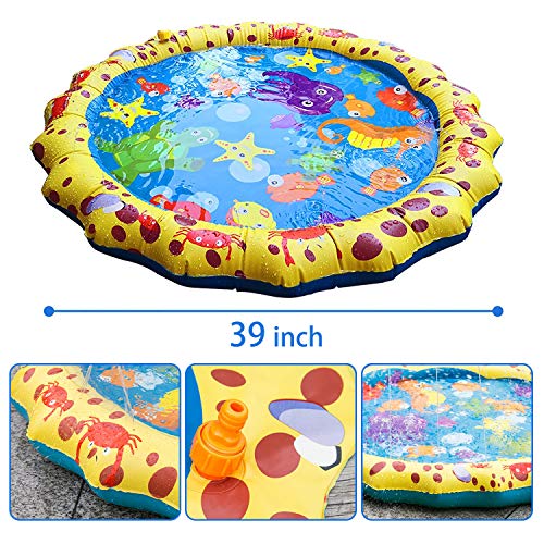 image for Conthfut Toddler Sprinklers Splash Water Play mat, 39in-Diameter Splas