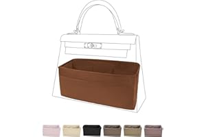 DGAZ Purse Bag Organizer Insert, Silk, Luxury Handbag Tote in Bag Shapers, Fits Kelly mini I/mini II /20/25/28/32/35/40 Bags (Gold, KL25)