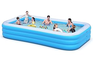 Big Inflatable Pool for Adults, Lylting 145"x74"x22" Extra Large Thickened Blow Up Swimming Pool with Repair Patch, Full Size Family Inflatable Pools for Backyard Lawn Indoor Outdoor