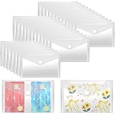 Vmiapxo 40 Pack Stamp and Die Storage Pockets, Reusable Small Plastic Envelopes Waterproof Sticker Organizer Receipt Holder Photo Storage Folders (3" x 5")