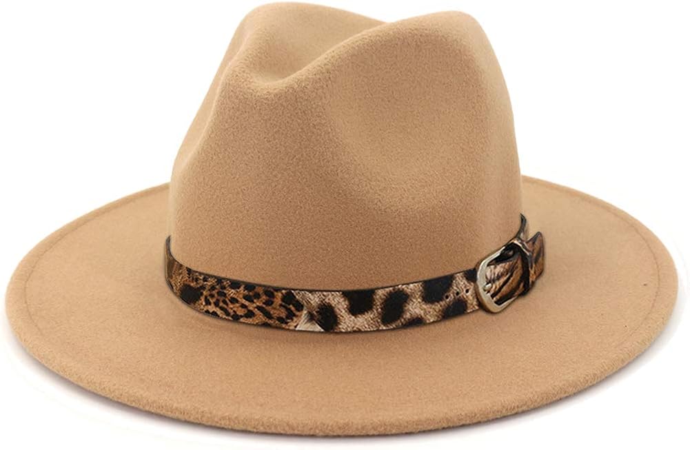 Lisianthus Women Wide Brim Wool Fedora Panama Hat with Belt Buckle A-Camel at  Women’s Clothing store